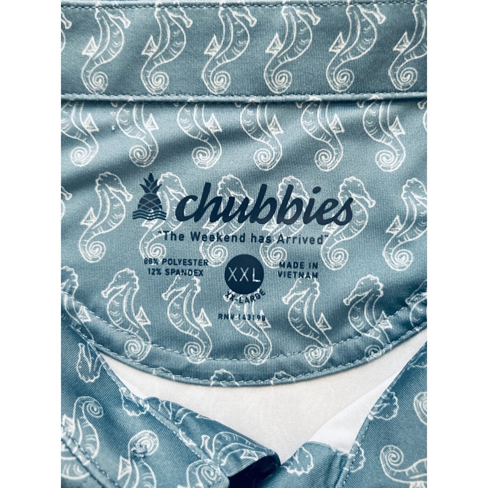 Chubbies Polo Shirt Mens XXL Seahorse Print Golf Performance - Picture 4 of 7